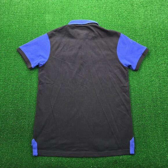 Bath Rugby Polo Shirt Mens Medium Black Blue‎ Short Sleeve Striped 1865 Crest - Picture 10 of 11